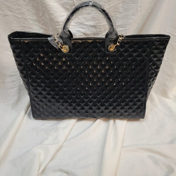 Caroline Hill Melissa Black Patent Leather Tote Handbag - Picture 8 of 11